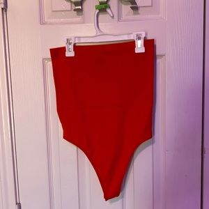 Burnt orange tube top bodysuit